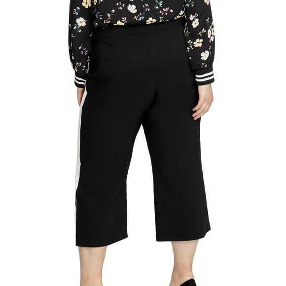 RACHEL ROY Black Tuxedo Side Stripe Cropped Trouser Pants NWT Size 16W - Picture 3 of 4